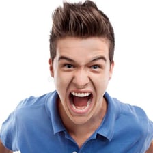 A person shouting angrily