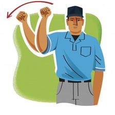 Baseball umpire making an out signal