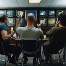 A bettor placing a wager at a sportsbook counter.