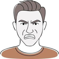 A person showing irritation or annoyance.