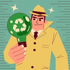 Illustration of a detective realizing that a hidden scheme has been uncovered.