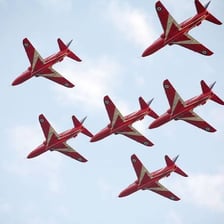 Royal Air Force aircraft flying in formation