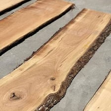 A thick, broad slab cut from a piece of wood.