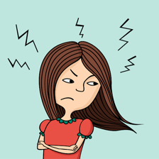 An illustration of a child talking back with a defiant expression.