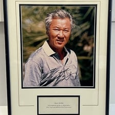 Portrait of Japanese golfer Isao Aoki.