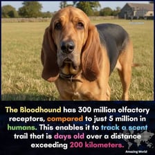 A bloodhound following a scent trail outdoors