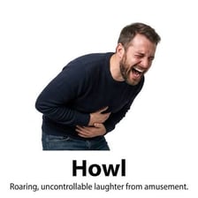 A person wearing a sly expression while quietly laughing