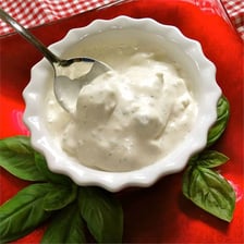 A bowl of blue cheese dressing