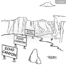 Sound waves reflecting through a canyon to illustrate an echo