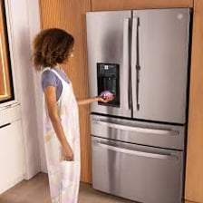 A household refrigerator bearing the GE brand
