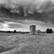 A dark, overcast landscape conveying a gloomy mood