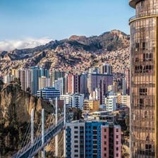 A view of La Paz, Bolivia, set among steep Andean hills.