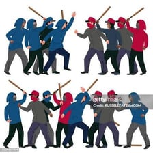 Illustration of rival groups contesting territory