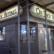 A betting area displaying horse-racing information