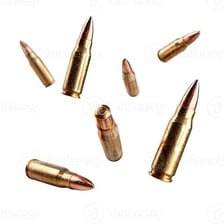 An assortment of metallic ammunition cartridges