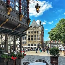 A view of architecture in Aachen, Germany.