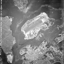An aerial view of Pearl Harbor on Oahu.