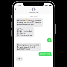 A smartphone displaying an SMS text-message conversation.