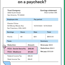 A payroll statement with a FICA deduction listed