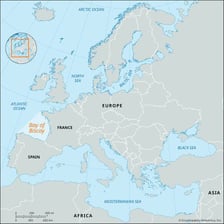 A map showing the Bay of Biscay along the Atlantic coast of Europe.