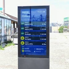 A transportation timetable showing an arrival time