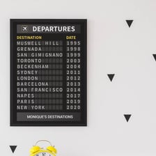 Departure board displaying travel times