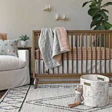 A storage bin in a nursery or child’s room.
