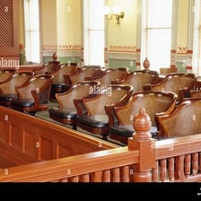 The enclosed seating area for jurors in a courtroom