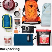 A collection of practical equipment and supplies for outdoor use.