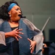 Jessye Norman performing as an opera singer.