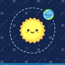 An educational illustration showing Earth completing an orbit around the Sun.
