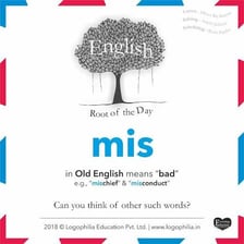 An educational illustration showing the prefix mis- attached to words meaning wrong.