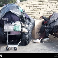 A scene depicting someone being deprived of personal belongings