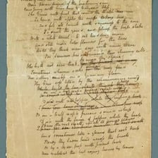 A manuscript page associated with poet John Keats.