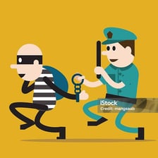 Illustration of one person helping another commit a crime