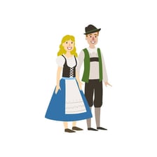 A man and woman representing the German forms of address Herr and Frau.