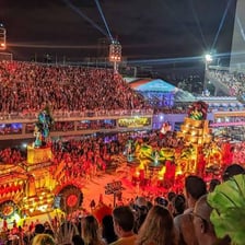 Colorful Carnival performers and floats in Rio de Janeiro
