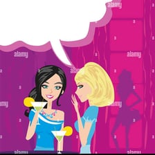 An illustration of women engaged in gossip.