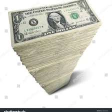 Several one-dollar bills beside a cash register.