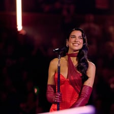 Dua Lipa performing on stage