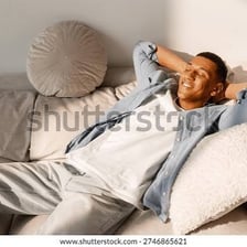 A relaxed person resting comfortably