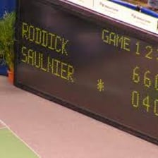 A tennis scoreboard displaying the set scores of a match.