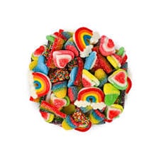 An assortment of colorful pieces of candy.