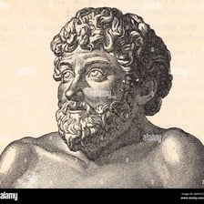 An illustration depicting Aesop as an ancient Greek storyteller.