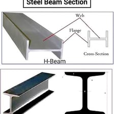 A steel structural beam with an I-shaped cross section