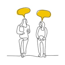 An illustration of a person giving a long, wandering speech.