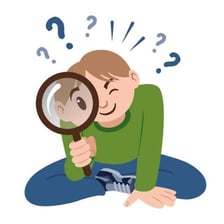 A surprised person discovering an unexpected object.