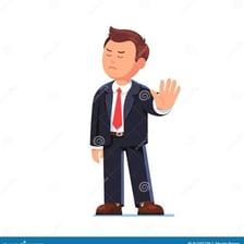 A person making a clear gesture of denial.