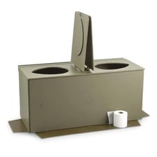 A basic toilet facility at a military field camp.