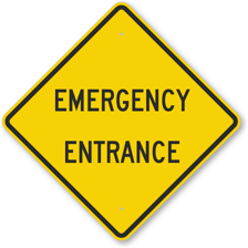 A hospital entrance marked as an emergency room.
